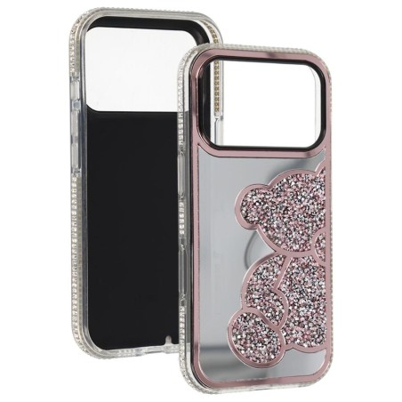cover rigida per samsung A17 con orestto glitter rosa
