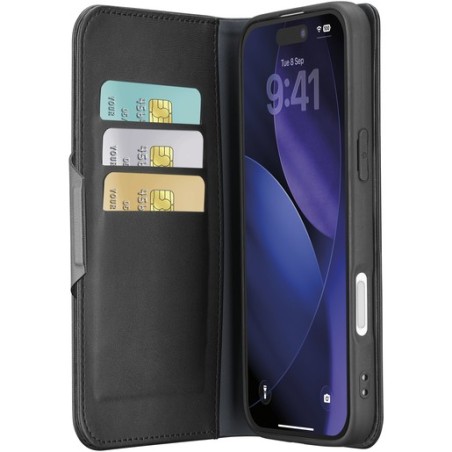 custodia a libro iphone 18 PRO MAX  nera con porta carte di credito