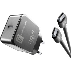 caricabatteria 30w usb-c + cavo usb-c nero superfast charge