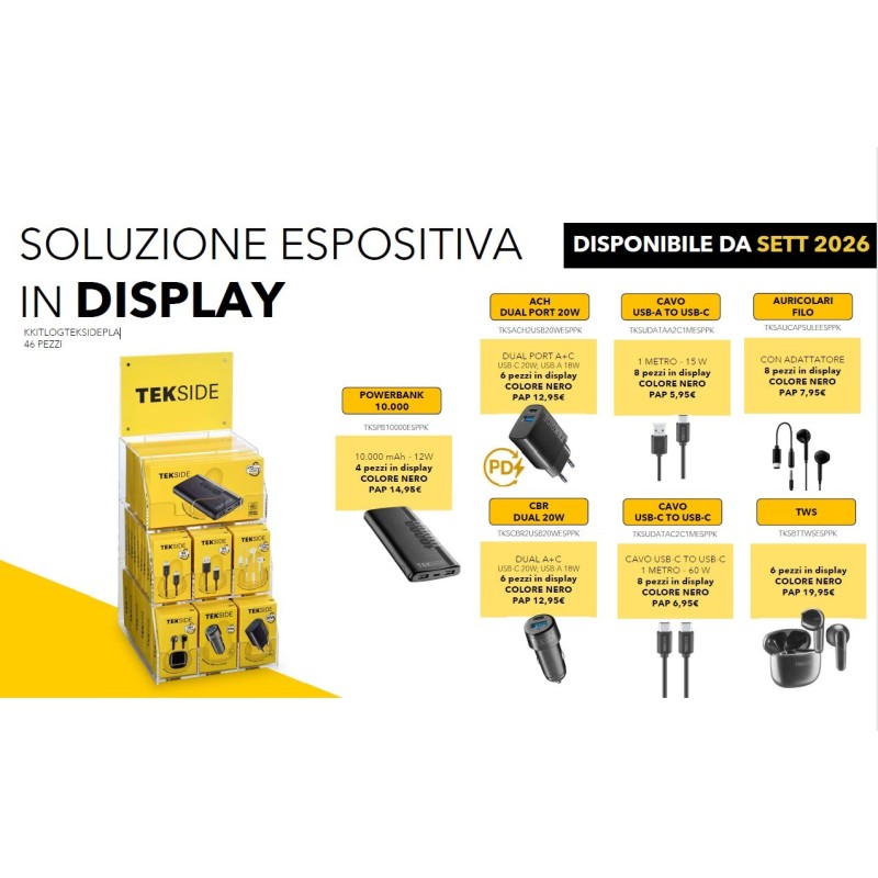 espositore da banco TECKSIDE assortitocon 46 accessori top seller