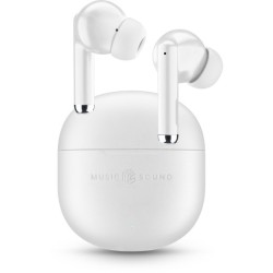 auricolare vivavoce bluetooth doppio con base di ricarica bianco