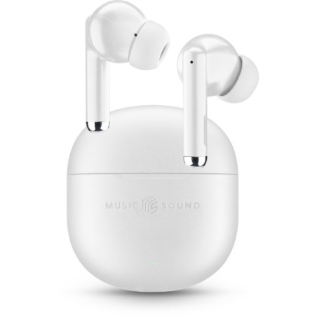 auricolare vivavoce bluetooth doppio con base di ricarica bianco