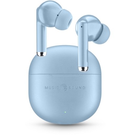 auricolare vivavoce bluetooth doppio con base di ricarica blu