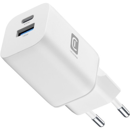 caricabatteria 65w  usbA +  usb-c tecnologia gan bianco