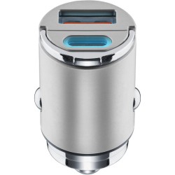 caricabatterie da auto usb + usb-c 30 watt 12/24V silver