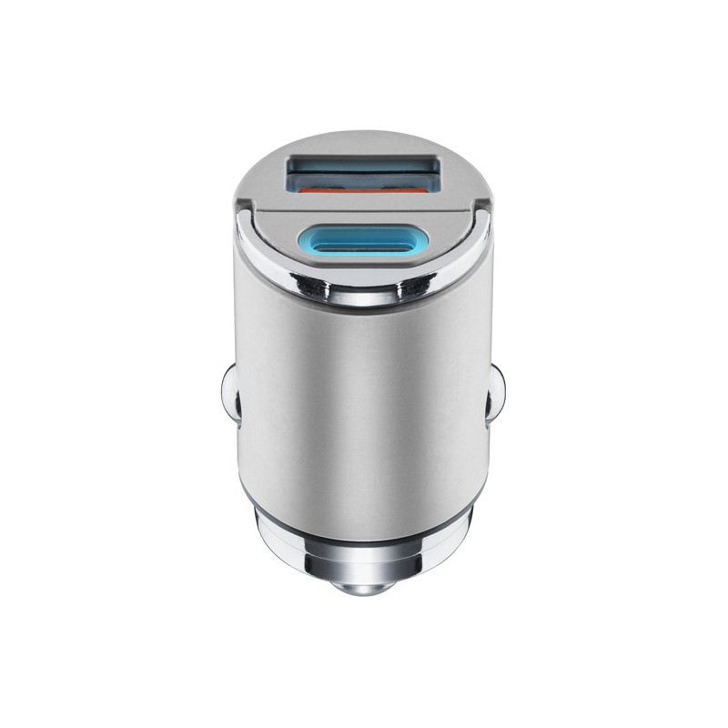 caricabatterie da auto usb + usb-c 30 watt 12/24V silver