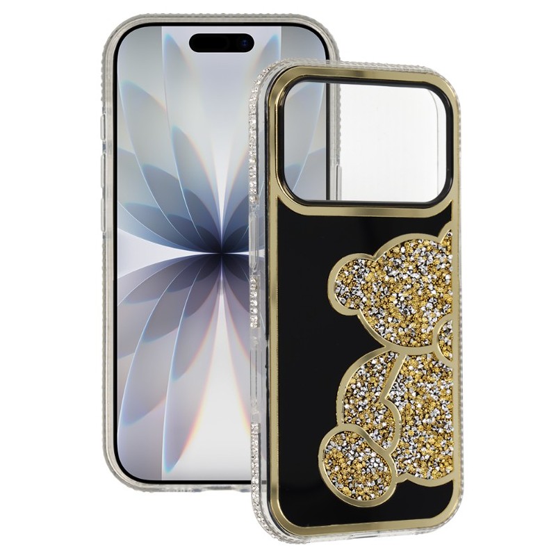 cover rigida per iphone 18 PRO / 17 PRO con orestto glitter gold