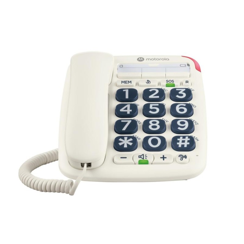 Motorola Voice - Telefono con Filo CT20, 10 Tasti di Memoria, Vivavoce, Musica di Attesa, ID Chiamante, Ricomposizione del Ultim