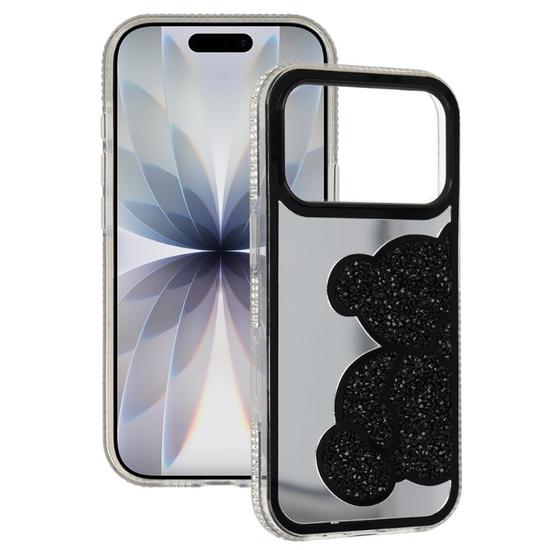 cover rigida per iphone 18 PRO / 17 PRO con orestto glitter nero