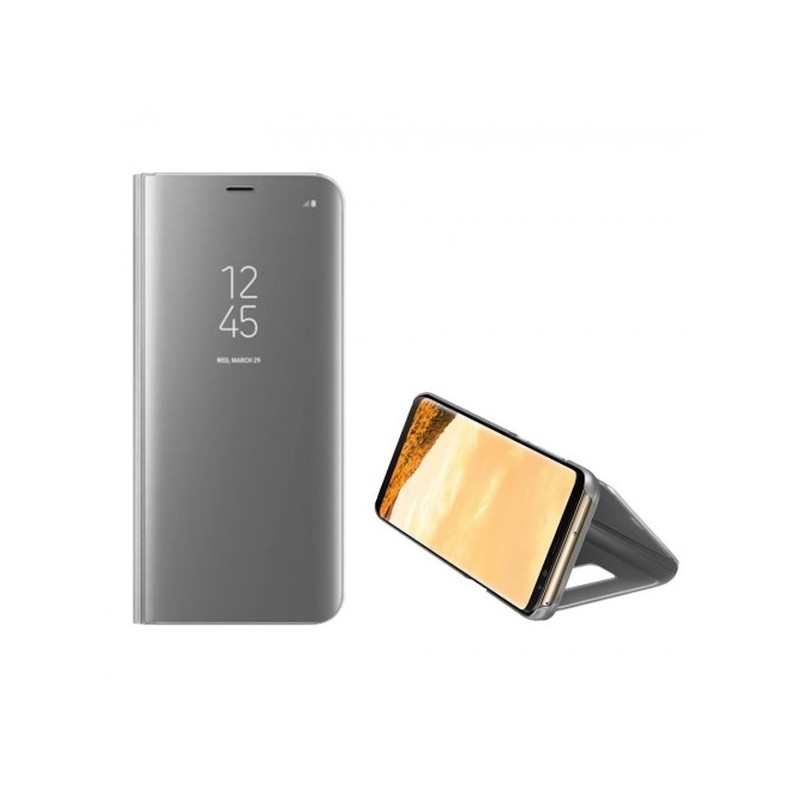 CUSTODIA BOOK CLEAR VIEW PER XIAOMI REDMI NOTE 9S / NOTE 9 PRO / NOTE 9 PRO MAX SILVER