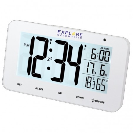 sveglia da tavolo radiocontrollato con temperatura e umidità interna bianco
