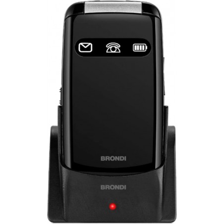 brondi amico favoloso cellulare senior gsm con flip attivo e base di ricarica nero