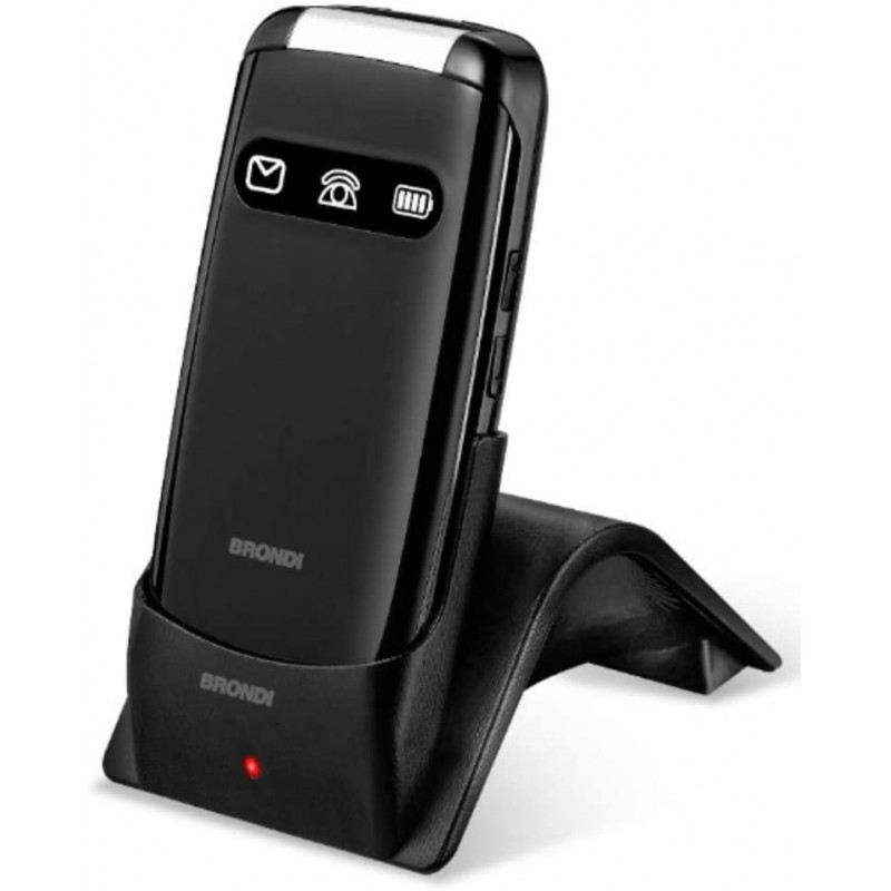 brondi amico favoloso cellulare senior gsm con flip attivo e base di ricarica nero