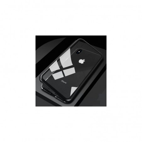 cover rigida magnetica in vetro temperato per iphone x/xs total black