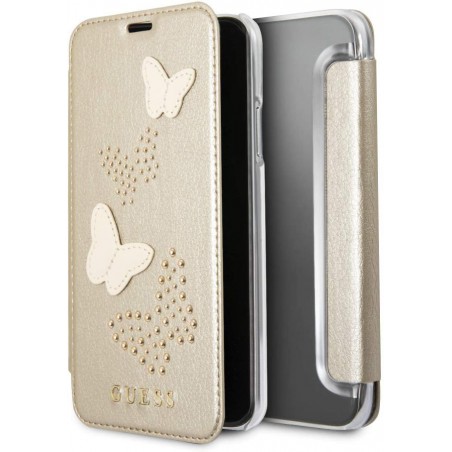 CUSTODIA BOOK IPOHNE X GUESS STUDS & SPARKLES GOLD