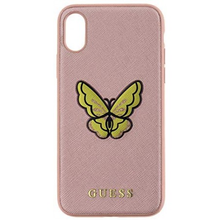CUSTODIA COVER IPHONE X GUESS BUTTERFLY SAFFIANO HARD CASE