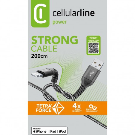 cavo in kevlar 200cm usb / lighting nero