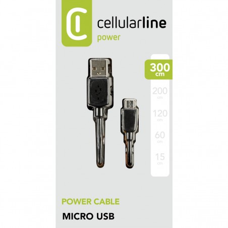 cavo dati 300cm microusb nero