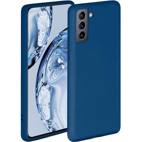 cover in silicone per samsung s21 plus  blu