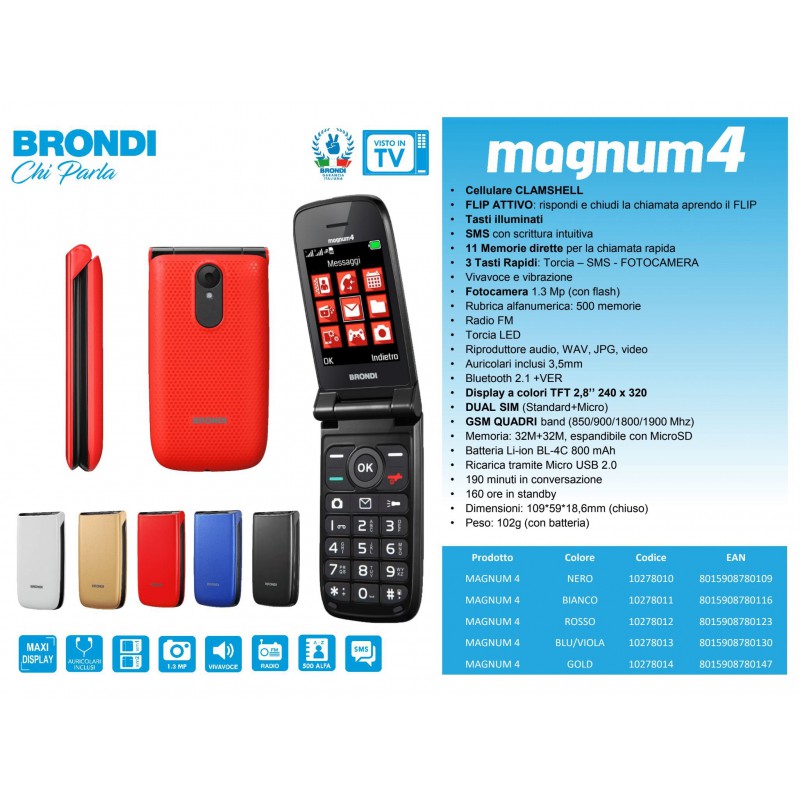 cellulare clamshell brondi dual sim bianco