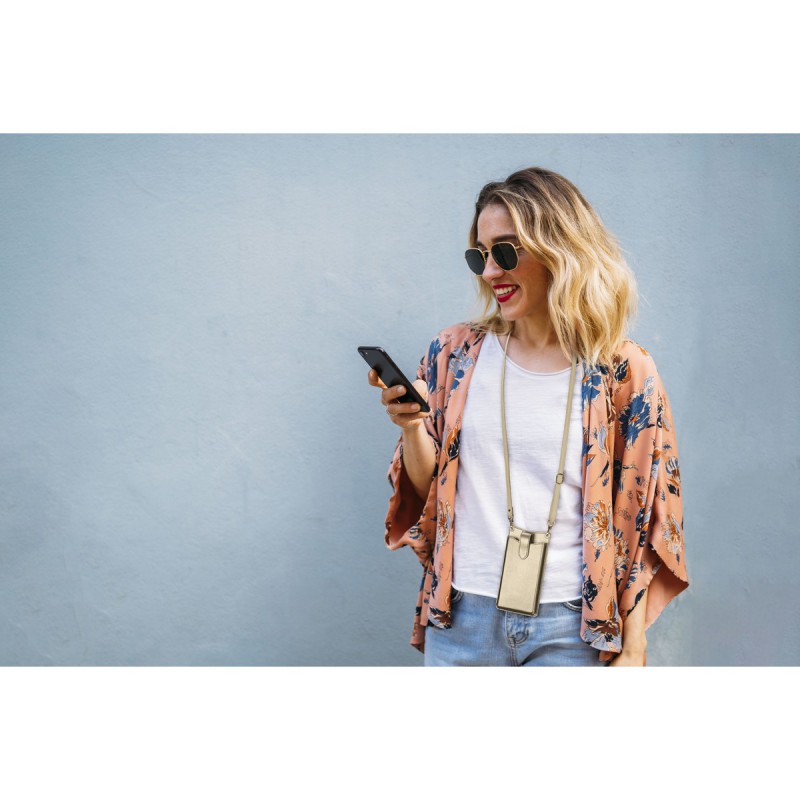 pochette mini bag universale
con tracolla bronzo