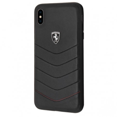 COVER FERRARI APPLE IPHONE XS MAX VERA PELLE NERA