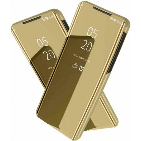 custodia a libro clear view iphone 12/12 pro gold