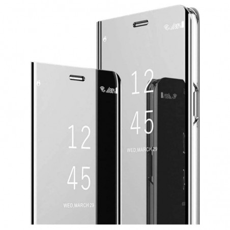 custodia book clear view per samsung a20s silver