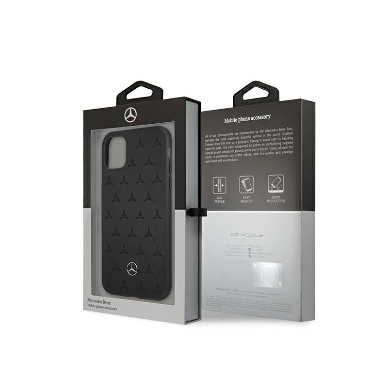 cover mercedes iphone 11 vera pelle  nera