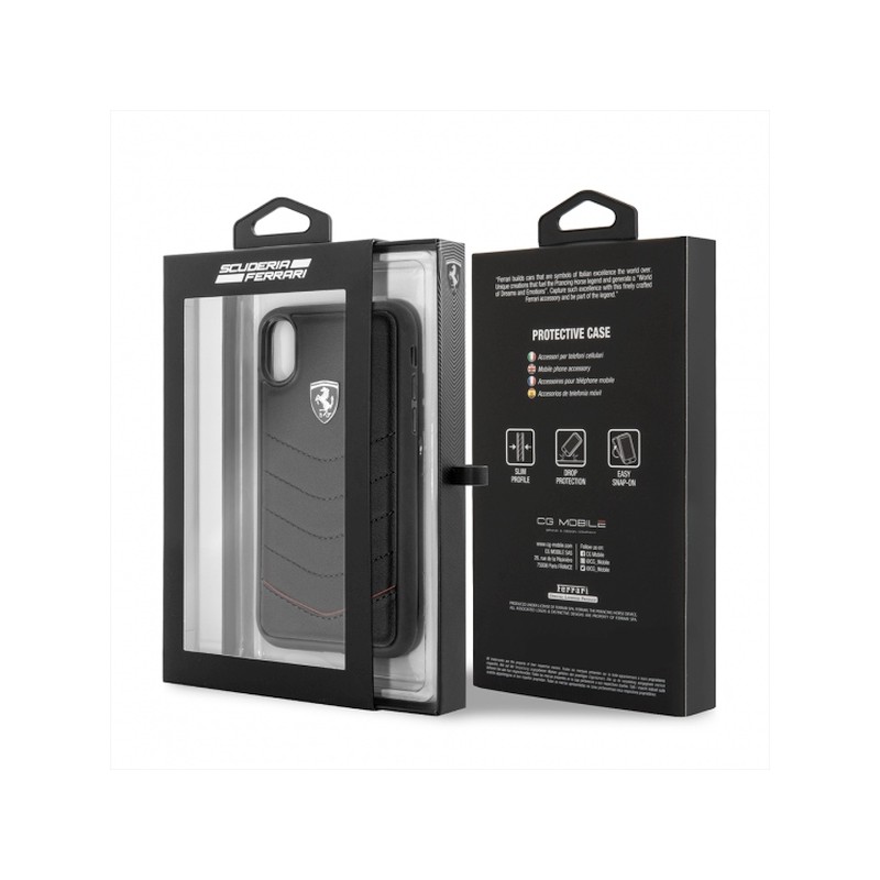 cover ferrari apple iphone x/xs vera pelle nera