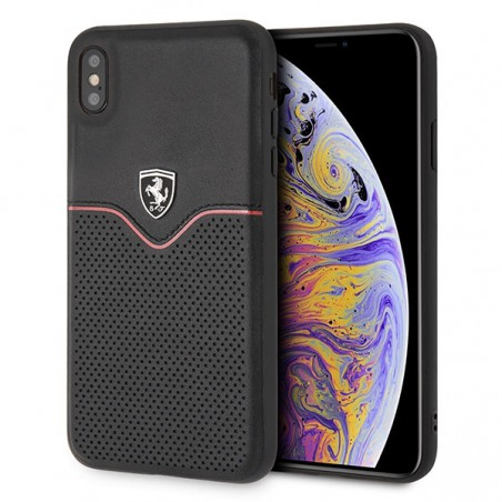 cover ferrari apple iphone xs max vera pelle nera