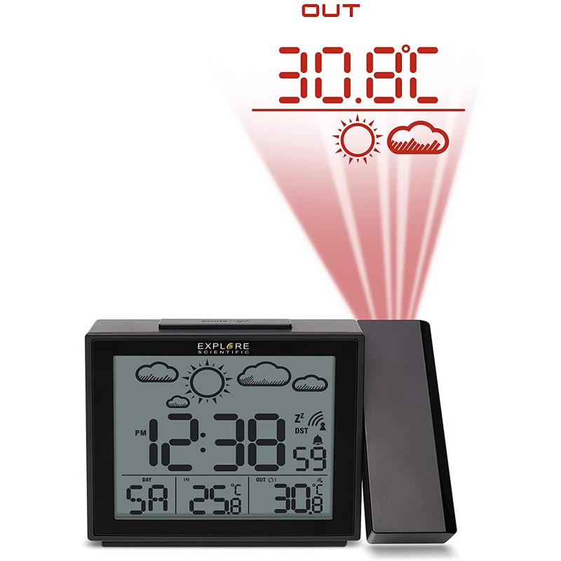 orologio a proiezione radiocontrollato previsioni del tempo e della temperatura interna e esterna