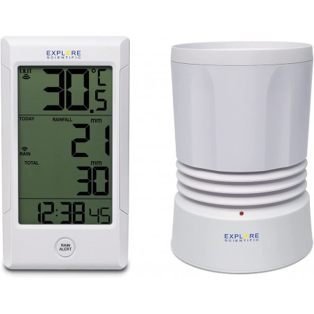 misurazione delle precipitazioni
registrazione totale di 9 giorni
temperatura e umidità interna
temperatura esterna 
visualizzaz