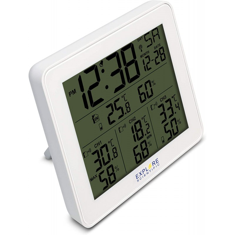 orologio radiocontrollato con allarme.
retrolluminato con sfondo blu, temperature e umidità interna/esterna 
supporta fino a 3 s