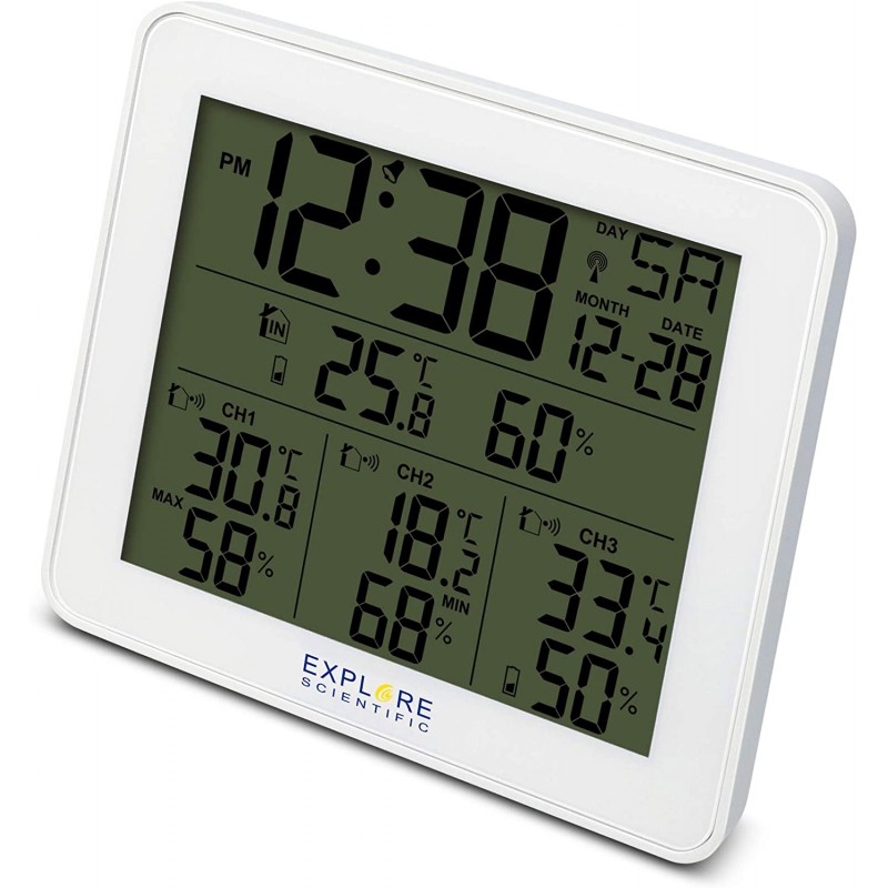 orologio radiocontrollato con allarme.
retrolluminato con sfondo blu, temperature e umidità interna/esterna 
supporta fino a 3 s