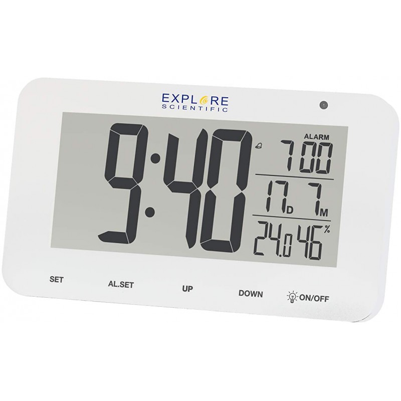 sveglia da tavolo radiocontrollato con temperatura e umidità interna bianco