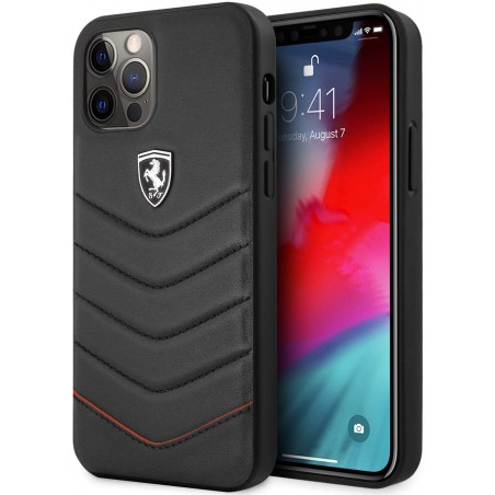 cover ferrari iphone 12 pro max vera pelle  nera