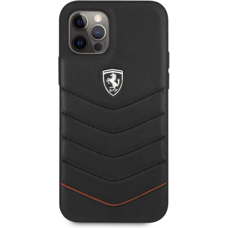 cover ferrari iphone 12 pro max vera pelle  nera
