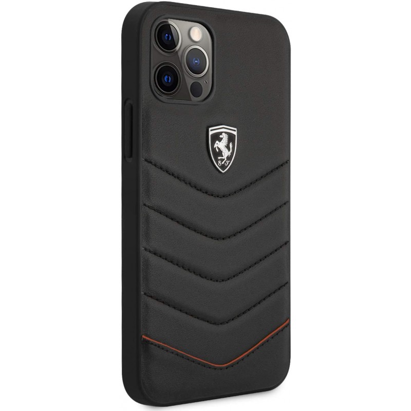 cover ferrari iphone 12 pro max vera pelle  nera