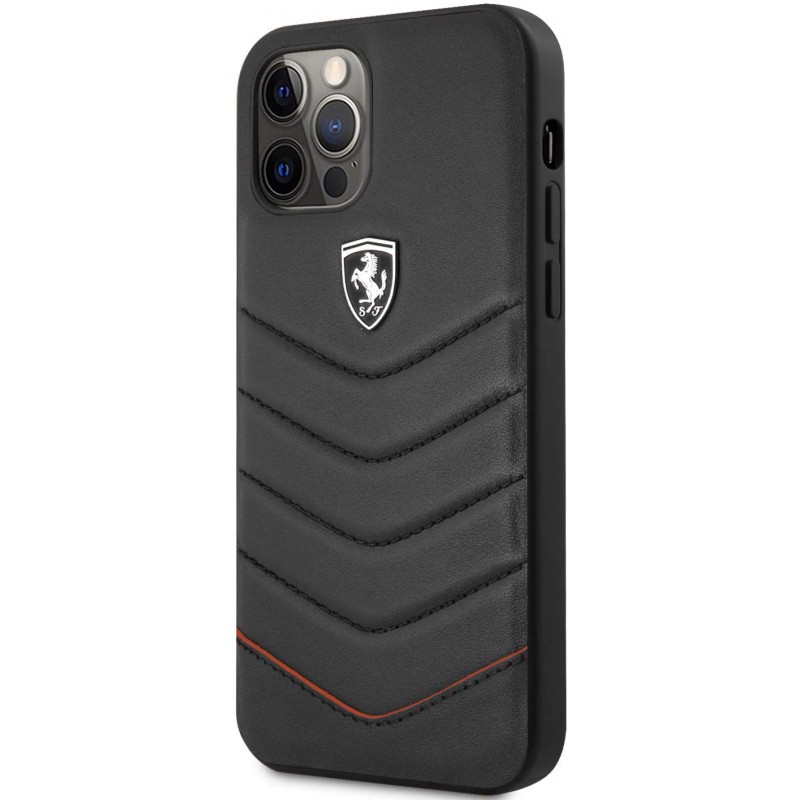 cover ferrari iphone 12 pro max vera pelle  nera
