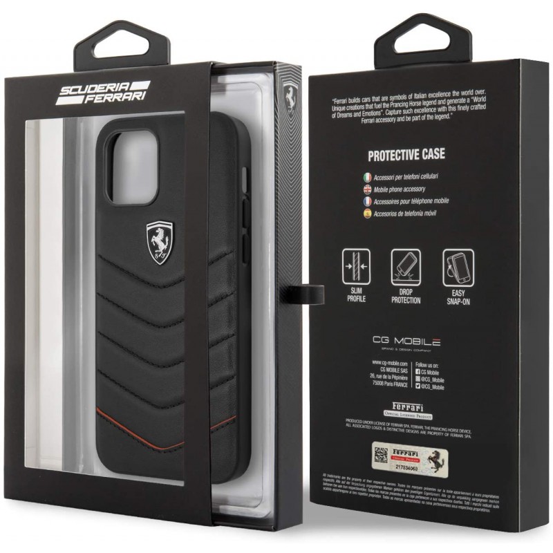 cover ferrari iphone 12 pro max vera pelle  nera