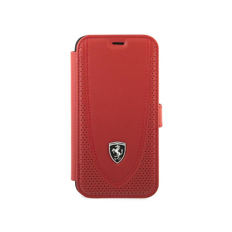 custodia a libro ferrari iphone 12 mni vera pelle rossa