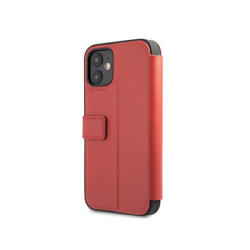 custodia a libro ferrari iphone 12 mni vera pelle rossa
