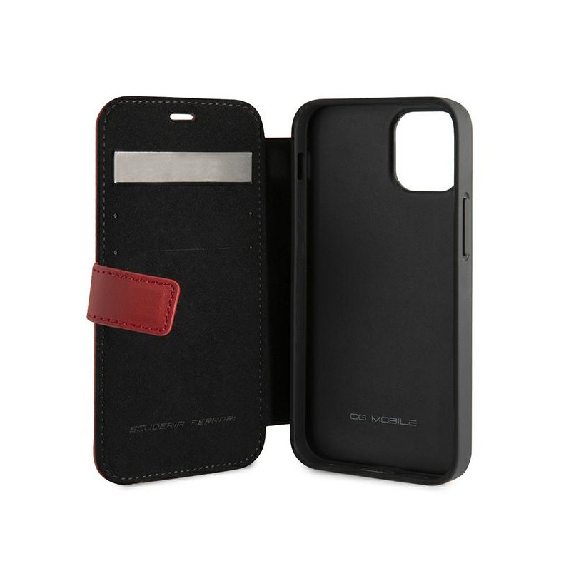 custodia a libro ferrari iphone 12 mni vera pelle rossa