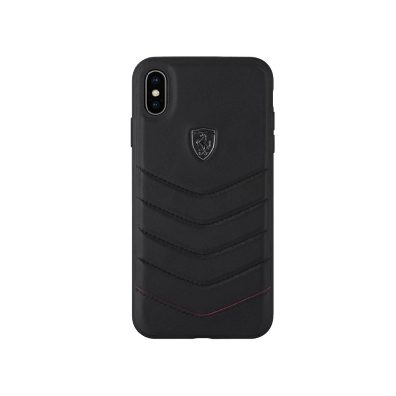 cover ferrari apple iphone xs max vera pelle nera