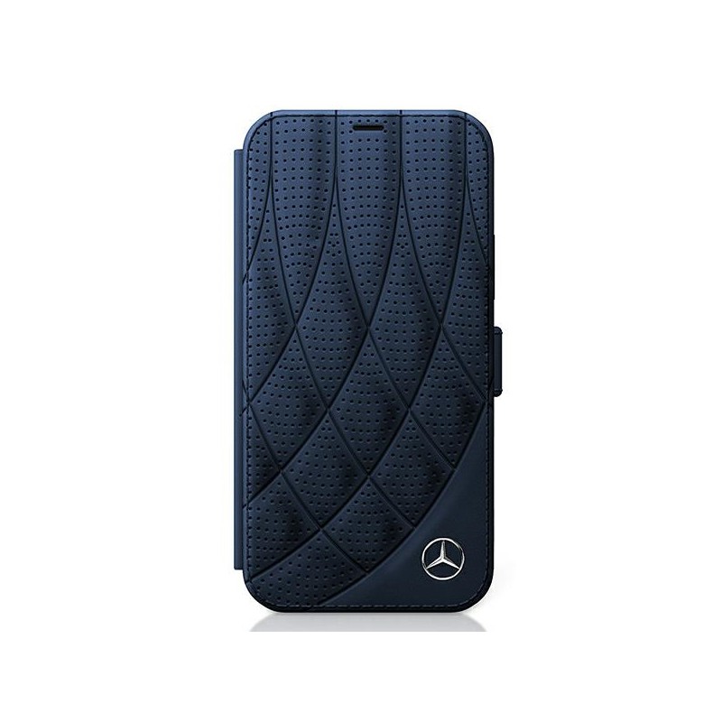 custodia a libro mercedes iphone 12 mini blu vera pelle