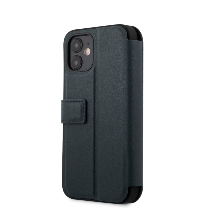 custodia a libro mercedes iphone 12 mini blu vera pelle