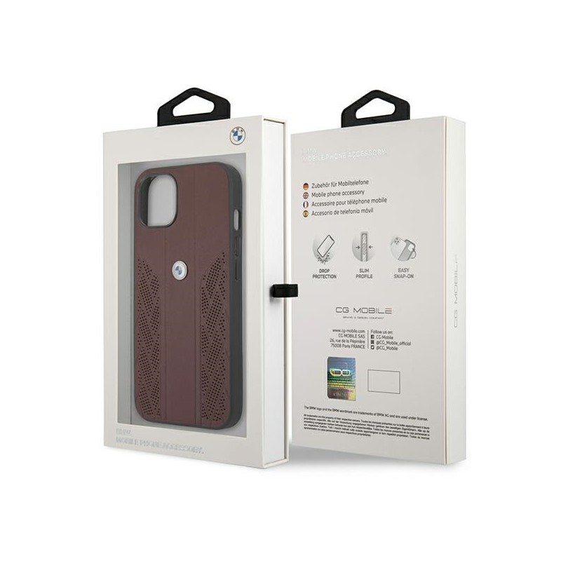 cover mercedes iphone 13  vera pelle rosso