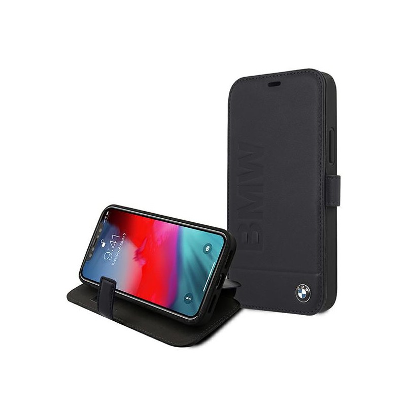 custodia a libro bmw iphone 12 mini blu vera pelle