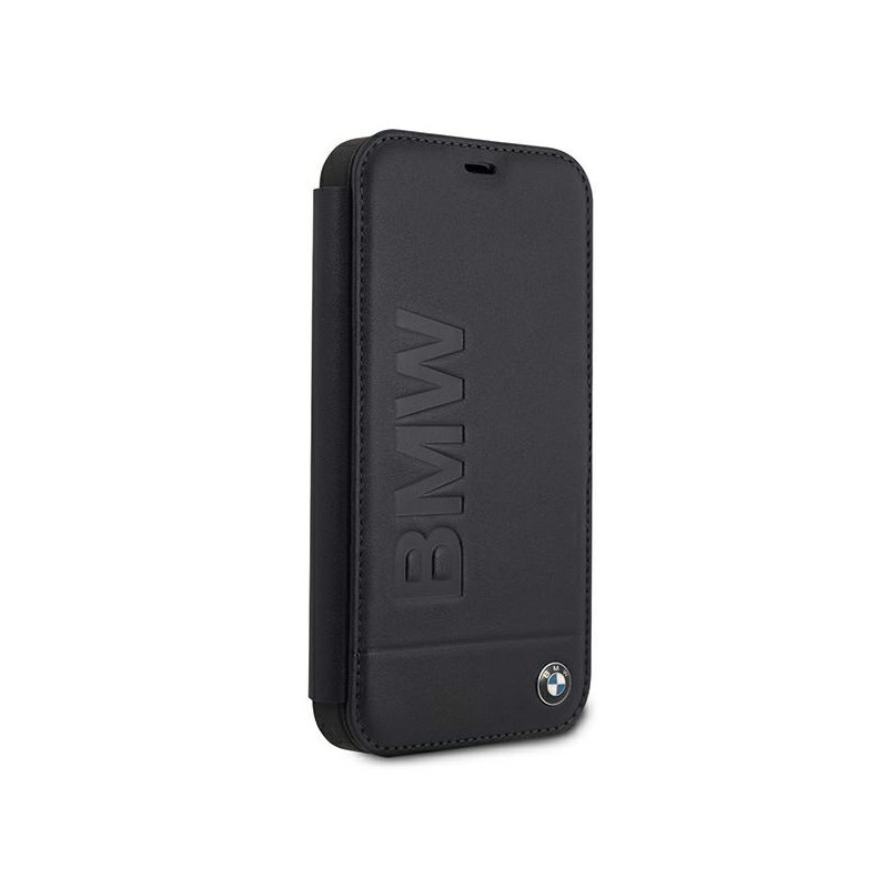 custodia a libro bmw iphone 12 mini blu vera pelle